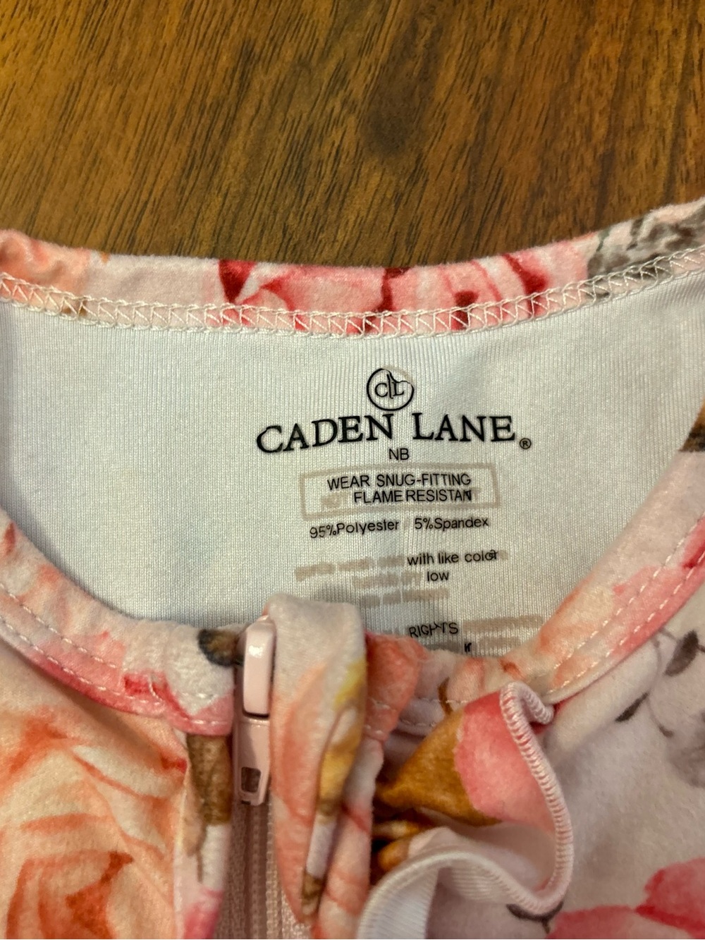 Caden Lane pink rose ruffle footed pajamas - Picture 3 of 3
